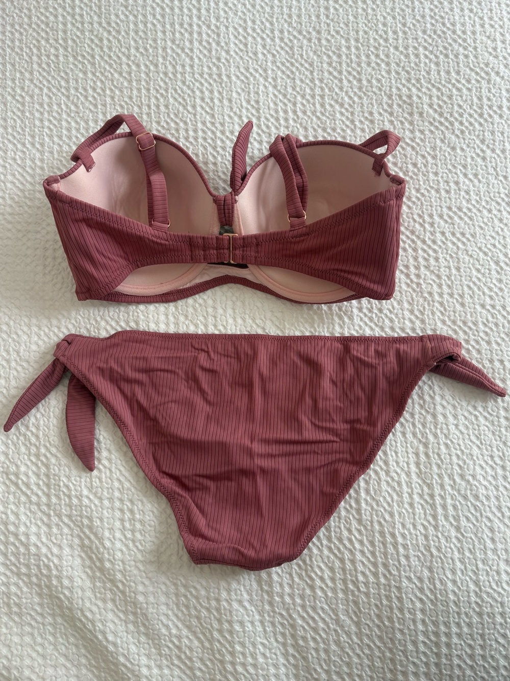 Shade & Shore Mauve Underwire Light Lift Bikini Set - 34DD Top & Medium Bottoms - Picture 2 of 6